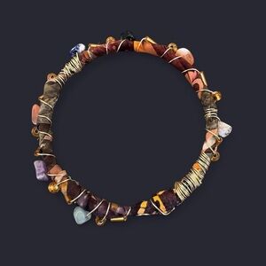 Fabric Wire Wrapped Bead Bangle
